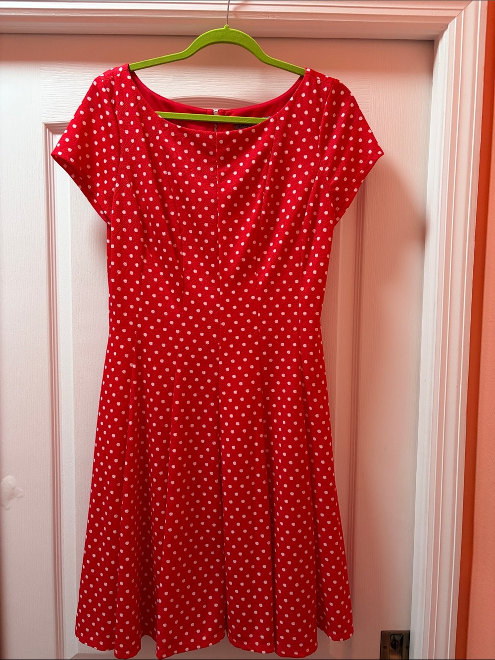 Danny & Nicole Red and White Polka Dot Midi Dress
